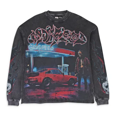 Godspeed Pit Stop Thermal L/s Grey Wash T-shirt In Black