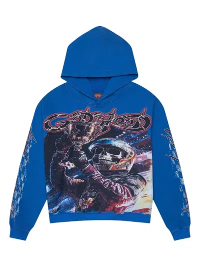 Godspeed Podium Dreams Printed Hoodie In Blue