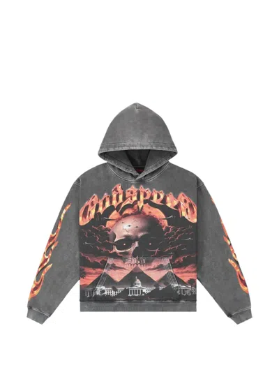 Godspeed Printed Echoes Empires Hoodie In Gray