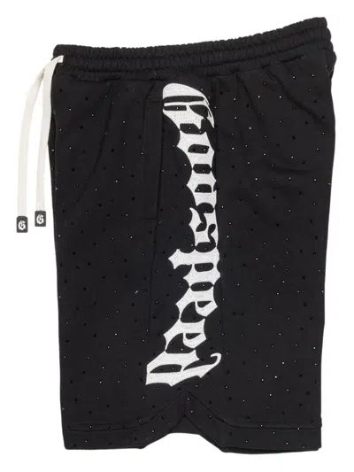 Godspeed Rhinestone-embellished Graphic Shorts In Black