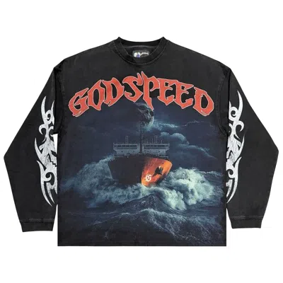 Pre-owned Godspeed Sea Sick Long-sleeve T-shirt 'black Wash' | Men's Size Xl