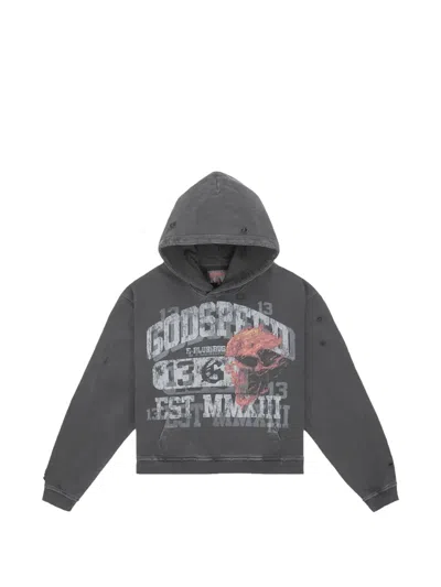 Godspeed Seeing Double Graphic-print Hoodie In Gray