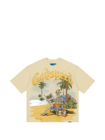 Godspeed Skeleton Beach Ii Graphic-print T-shirt In Neutral