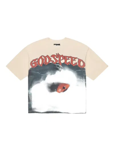 Godspeed Skull Ship Graphic T-shirt In Yellow