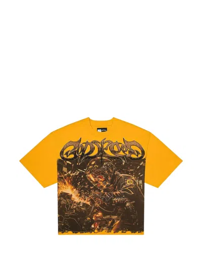 Godspeed Steel Sharpens Steel Graphic-print T-shirt In Yellow