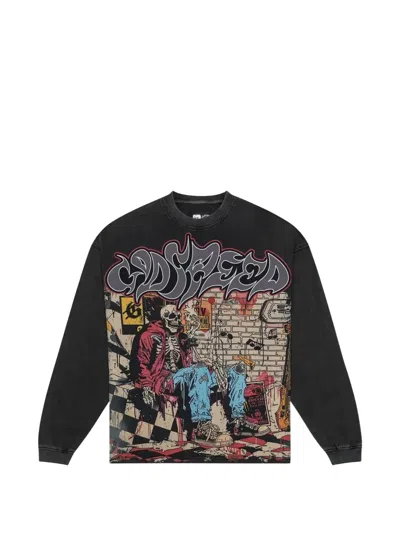 Godspeed Stoner Ls Printed Long-sleeved Sweatshirt In Black