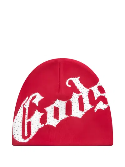 Godspeed Studded Logo Beanie Hat In Red