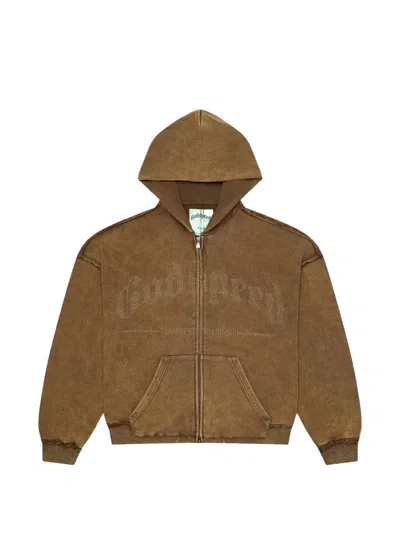 Godspeed Studded Og Logo Studded Logo Hoodie In Brown