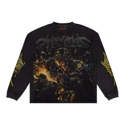 Pre-owned Godspeed Under Construction Long-sleeve T-shirt 'black Wash' | Men's Size M