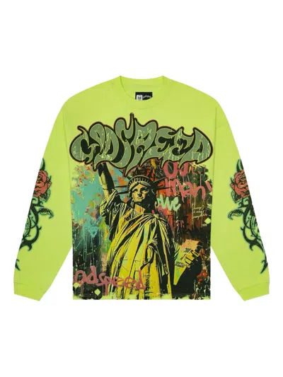 Godspeed Vandal Print-detail Long-sleeve Top In Green