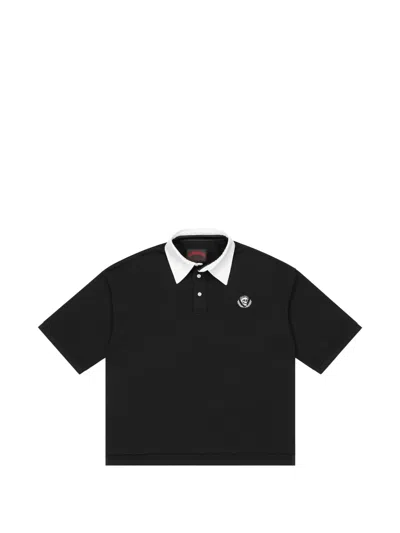 Godspeed Victor Minimal Crest Short-sleeve Polo Shirt In Black