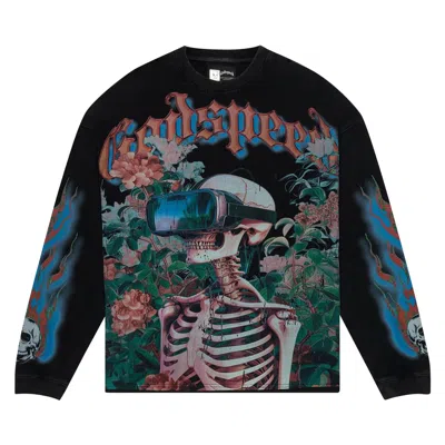 Pre-owned Godspeed Vision Flowers Long-sleeve Thermal 'black Wash' | Men's Size Xl