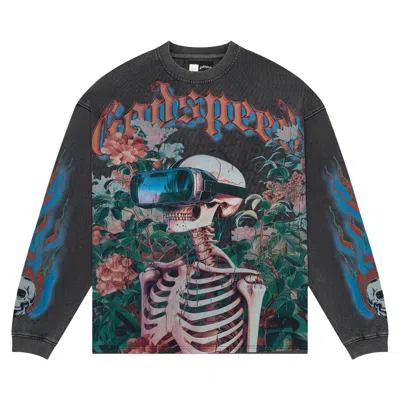 Pre-owned Godspeed Vision Flowers Long-sleeve Thermal 'grey Washed' | Men's Size M In Gray