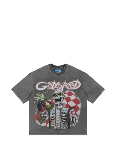 Godspeed Winners Graphic-print Washed T-shirt In Gray