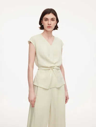 Goelia 100% Acetate Back Tie Women Cap Sleeve Top In White