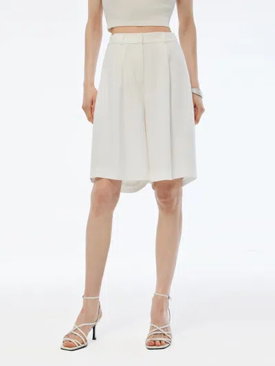 Goelia 100% Acetate Women Knee Length Shorts In White