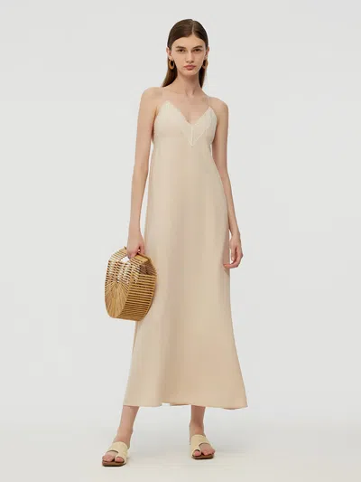 Goelia 100% Acetate Women Slip Backless Maxi Dress In White
