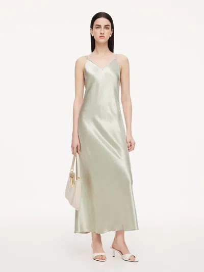 Goelia 100% Acetate Women Slip Maxi Dress In Green