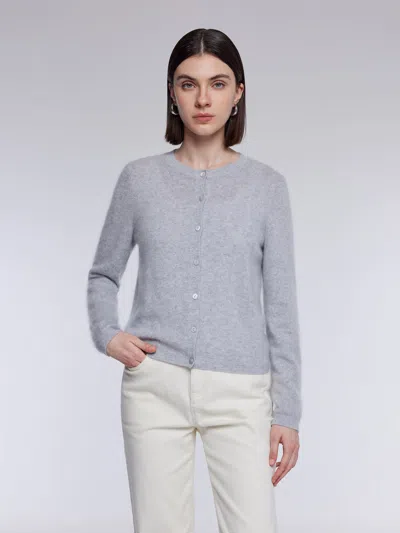 Goelia 100% Brushed Cashmere Women Cardigan In Gray