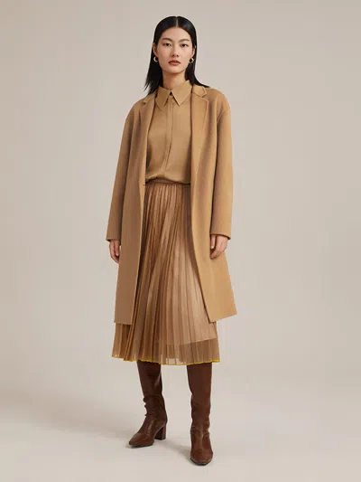 Goelia 100% Cashmere Double Face Coat In Brown