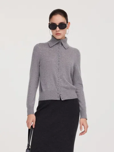 Goelia 100% Cashmere Folded Collar Women Cardigan In Multi