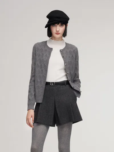 Goelia 100% Cashmere Jacquard Women Cardigan In Gray