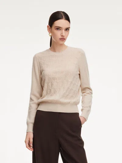 Goelia 100% Cashmere Jacquard Women Sweater In White