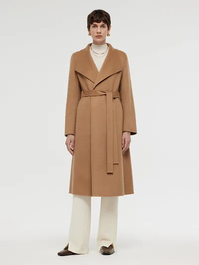 Goelia 100% Cashmere Lapel Women Overcoat In Brown