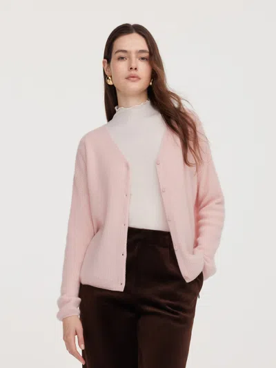 Goelia 100% Cashmere Reversible Women Cardigan In Pink