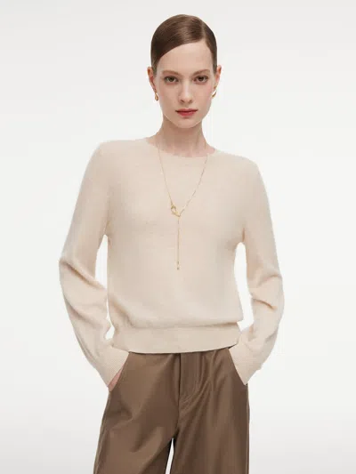Goelia 100% Cashmere Rhinestone Women Sweater In Light Melange Beige