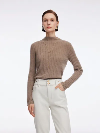 Goelia 100% Cashmere Seamless Mock Neck Women Sweater In Multi