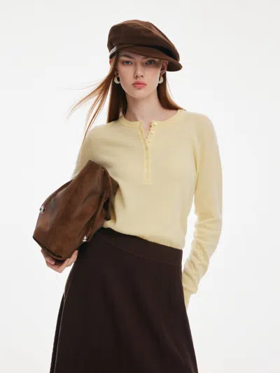 Goelia 100% Cashmere Seamless Women Sweater In Yellow