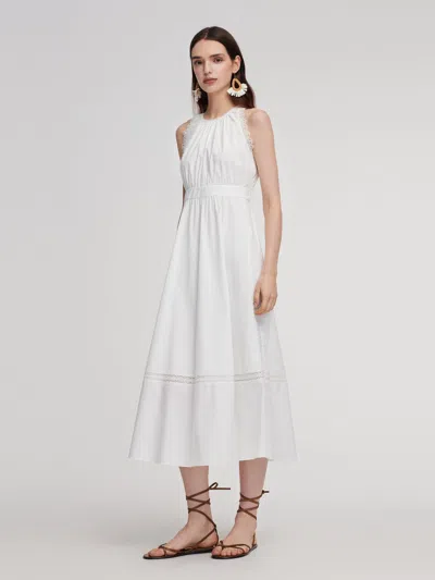 Goelia 100% Cotton A-line Women Maxi Vest Dress In White