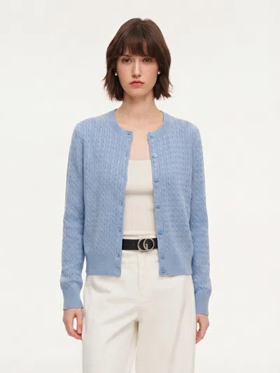 Goelia 100% Cotton Cable Knit Women Cardigan In Blue