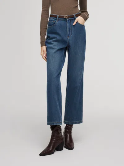 Goelia 100% Cotton Denim Fleece Lined Women Straight Ankle Length Jeans In Multi