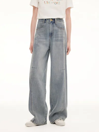 Goelia 100% Cotton Denim Women Curved-leg Jeans In Gray