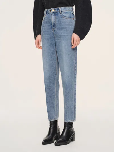 Goelia 100% Cotton Denim Women Tapered Ankle Jeans In Blue
