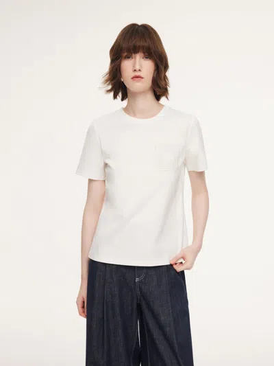 Goelia 100% Cotton Paisley Embroidered Women T-shirt In White