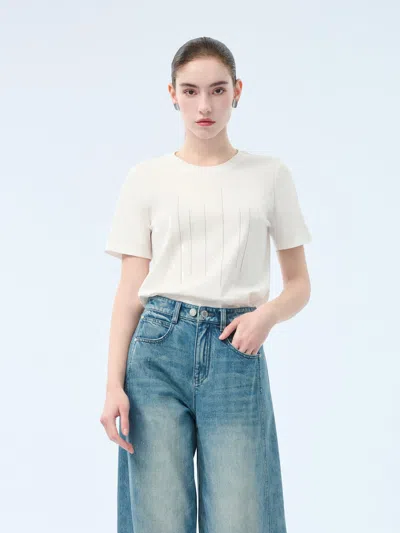 Goelia 100% Cotton Round Neck Women T-shirt In White