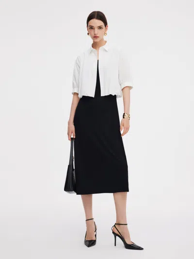 Goelia 100% Cotton Shirt And Sleeveless Midi Dress Two-piece Set In White