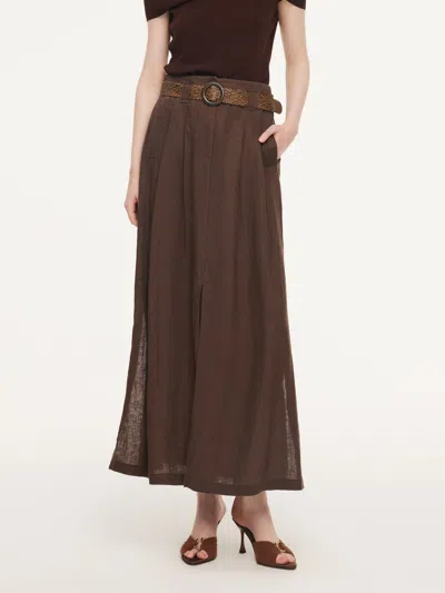 Goelia 100% Linen A-line Women Skirt With Braided Belt In Multi