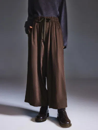 Goelia 100% Linen Loose Fit Unisex Barrel Leg Pants In Brown
