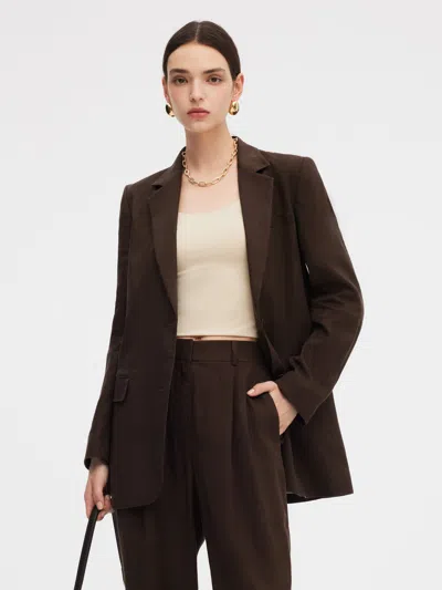 Goelia 100% Linen Women Loose Fit Blazer In Multi