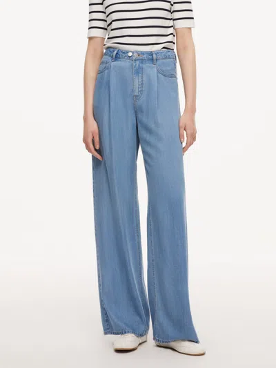 Goelia 100% Lyocell Denim Women Straight Leg Jeans With Belt In Blue