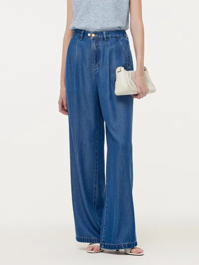 Goelia 100% Tencel Denim Elastic Waist Women Jeans In Blue
