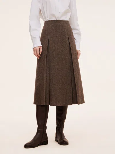 Goelia 100% Washable Wool A-line Women Skirt In Brown