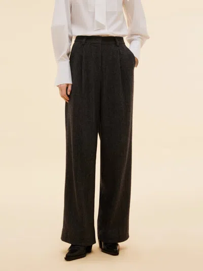 Goelia 100% Washable Wool Straight Wide Leg Women Pants In Brown