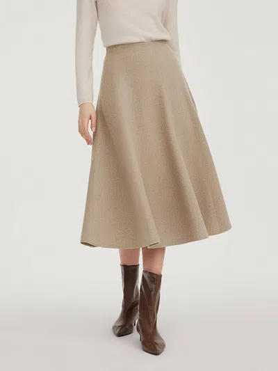 Goelia 100% Washable Wool Women A-line Flared Skirt In Brown