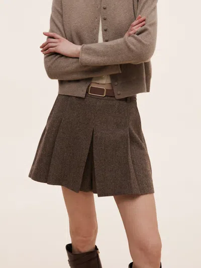 Goelia 100% Washable Wool Women Culotte Skirt In Brown