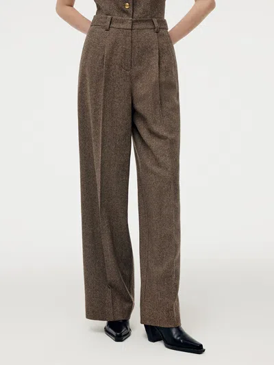 Goelia 100% Washable Wool Women Full Length Pants In Neutral